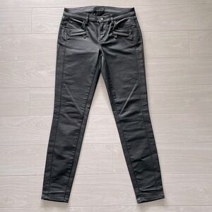Belstaff Black Moto Style Waxed Cotton Jeans